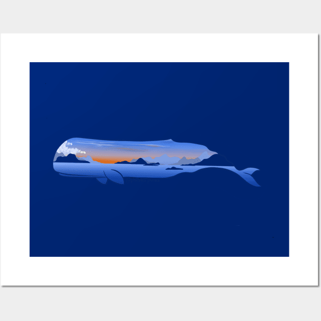 Sperm Whale Landscape Wall Art by Pastel.Punkk